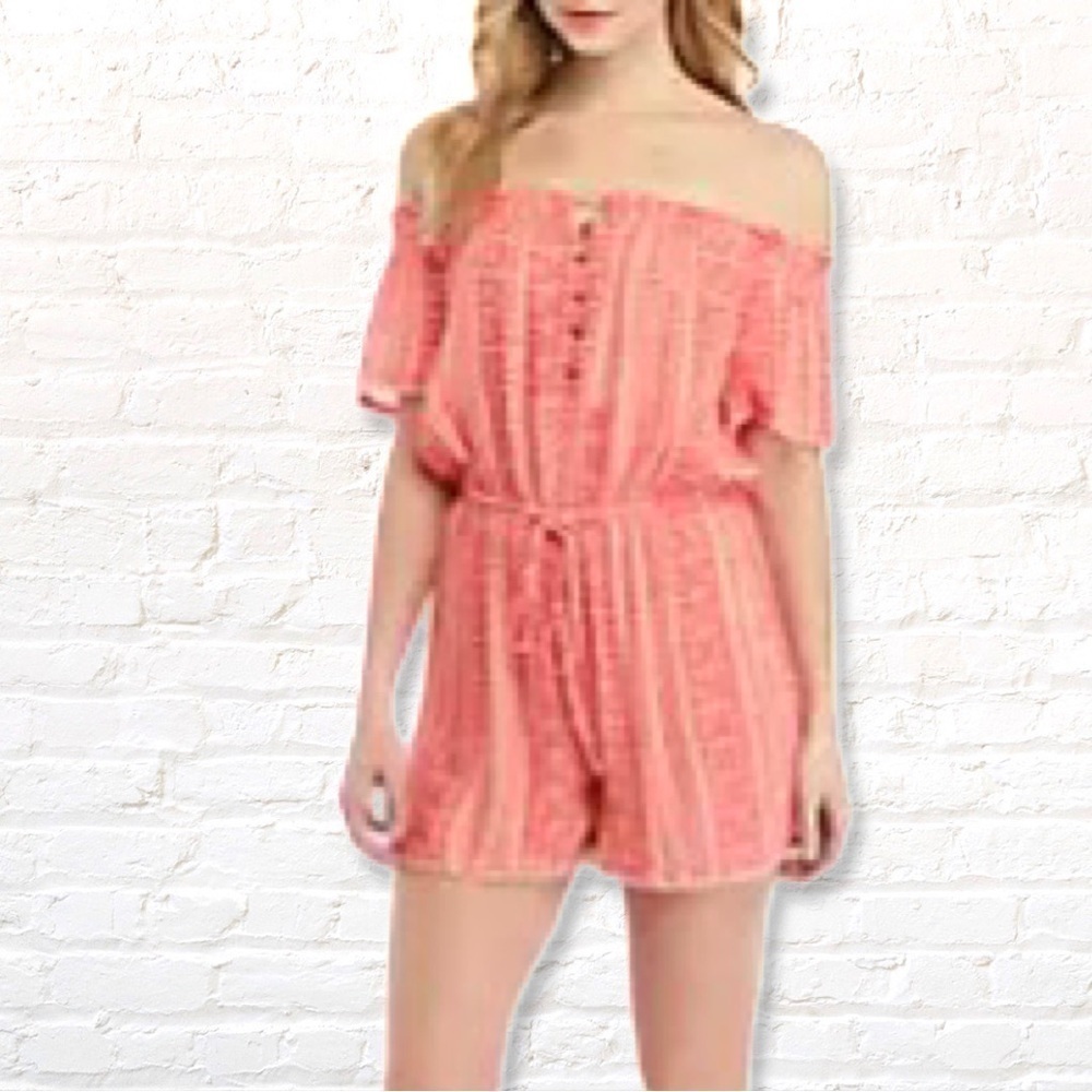 🎁3 for $30 Lorena Rose Off the shoulder boho floral short romper Size Small